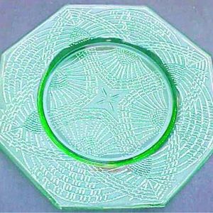Vintage Green Depression Romanesque 8 Inch Plate 1930's L E Smith (2 available)